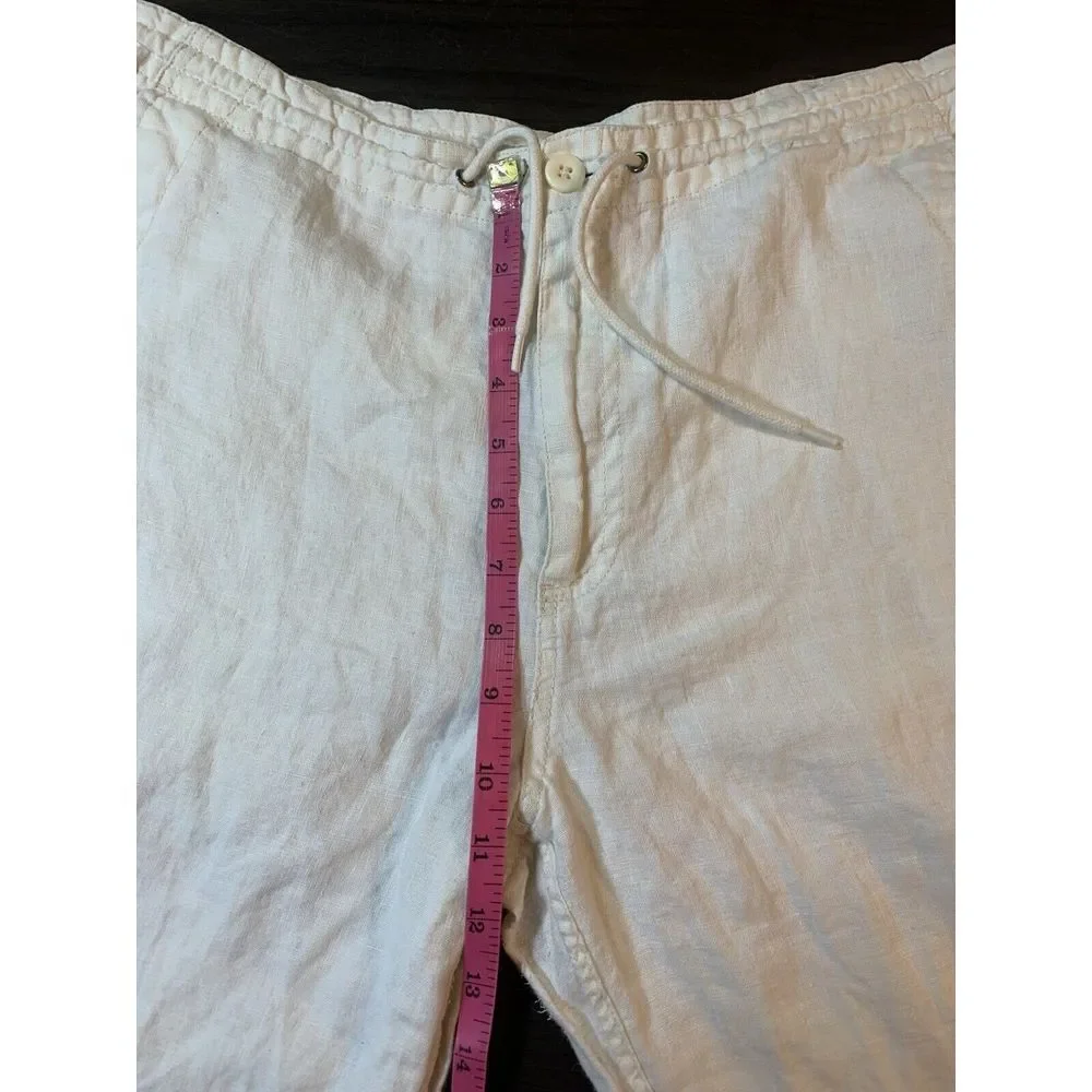 H&M‎ LOGG White Linen Blend Pants Women 33x29 Beachy Wedding Bride Resort Cruise